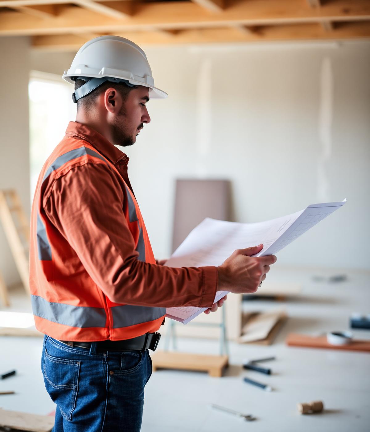 Professionnel de la construction sur un chantier